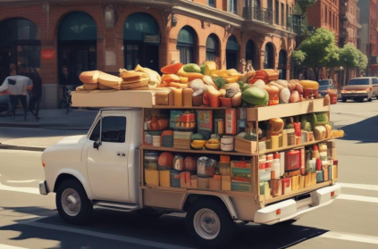 Overloaded Lorry Food Delivery